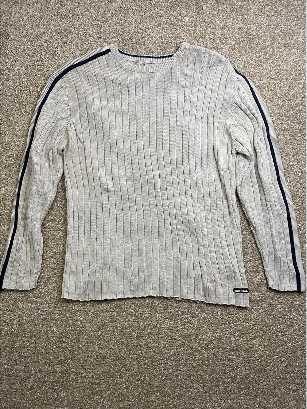 Vintage Unionbay Y2K Sweater Striped 90s Skater Cyber Mall Goth Mens XL Black